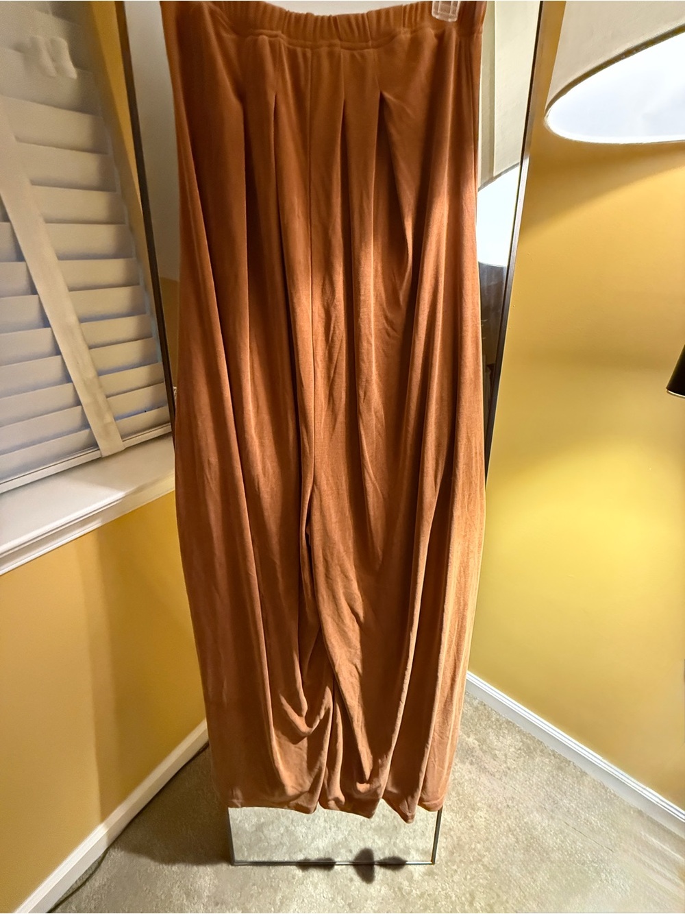 Women's Rust Brown Pleated Maxi jumpsuit